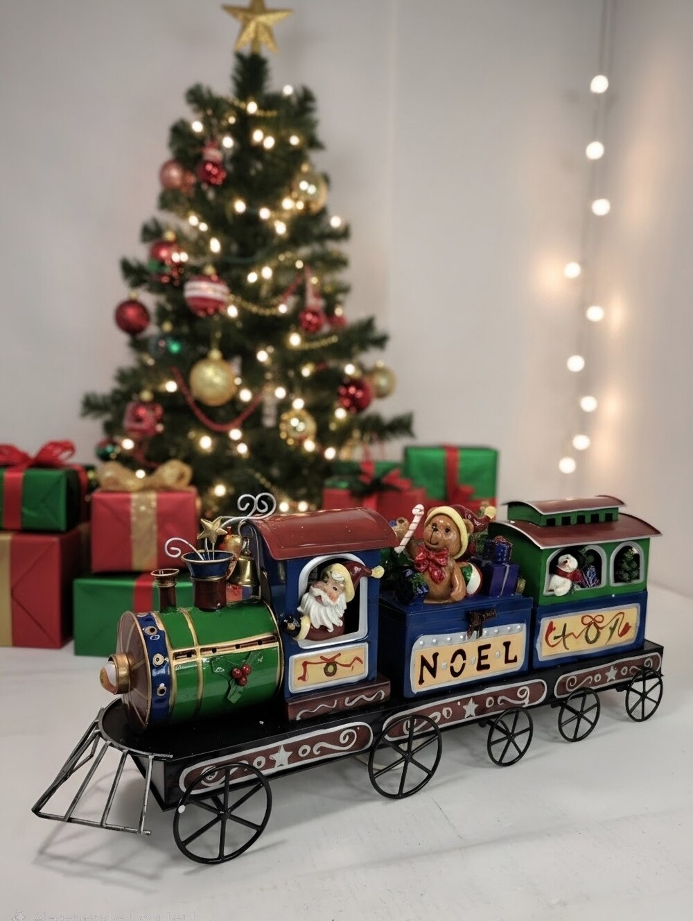 Kirklands Home "Santa and Friends" Illuminated  Hand Painted Train